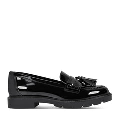 Women Rockport Kiara Tassel Loafers Black Patent