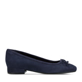 Women Rockport Sadie Square Toe Slip-on Ballet Dress Flats Dark Blue Suede