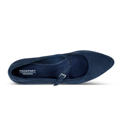 Women Rockport Taren Total Motion Pointy Toe Dress Flats Dark Blue Suede