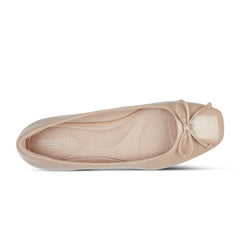 Women Rockport Sadie Square Toe Slip-on Ballet Dress Flats Light Natural