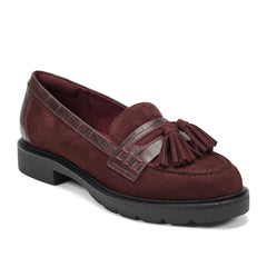 Women Rockport Kiara Tassel Loafers Dark Red Suede