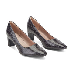 Women Rockport Total Motion Merida Classic Dress Pumps Dark Brown Croco Leather