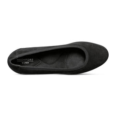 Women Rockport Rita Slip-on Almond Toe Dress Wedges Black Suede