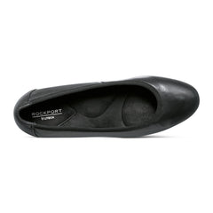 Women Rockport Rita Slip-on Almond Toe Dress Wedges Black Leather