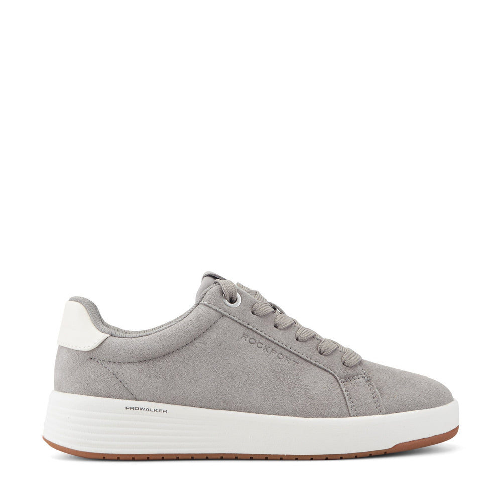 Women Rockport ProWalker Elara Lace-up Casual Sneakers Medium Gray Suede