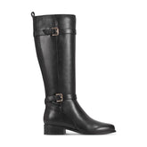 Women Rockport Harper Riding Wide Calf Boot with Buckle Black Leather