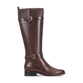 Women Rockport Harper Riding Boot with Buckle Dark Brown Leather