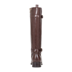 Women Rockport Harper Riding Boot with Buckle Dark Brown Leather