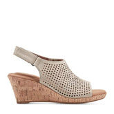 Women Rockport Briah Perforated Slingback Sandal Taupe Leather