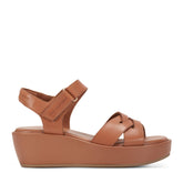 Women Rockport Amira Strappy Open Toe Casual Wedge Sandals Medium Natural