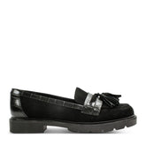 Women Rockport Kiara Tassel Loafers Black Suede
