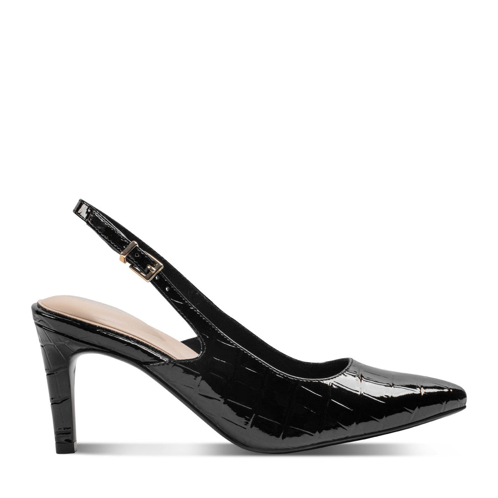 Women Rockport Jolie Total Motion Dress Pumps Black Croco Patent