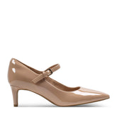 Women Rockport Total Motion Chase Classic Mary-Jane Dress Pumps Light Natural Patent