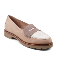 Women Rockport Kacey Penny Loafer Light Natural Suede