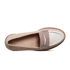 Women Rockport Kacey Penny Loafer Light Natural Suede