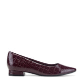 Women Rockport Tessa Total Motion Pointy Toe Dress Flats Dark Red Croco Patent
