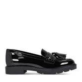 Women Rockport Kiara Tassel Loafers Black Patent