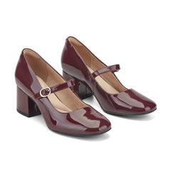 Women Rockport Xena Block Heel Mary Jane Pumps Dark Red