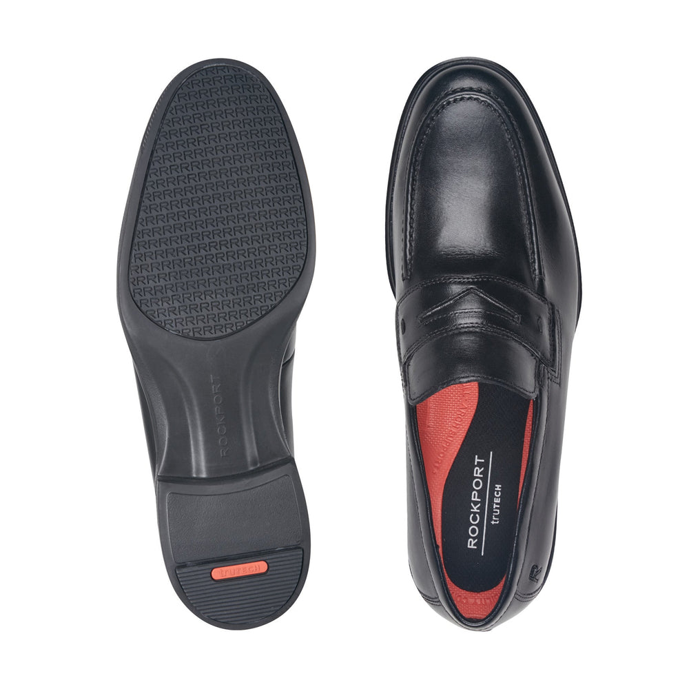 Men Rockport Keenan Penny Loafers Black Leather