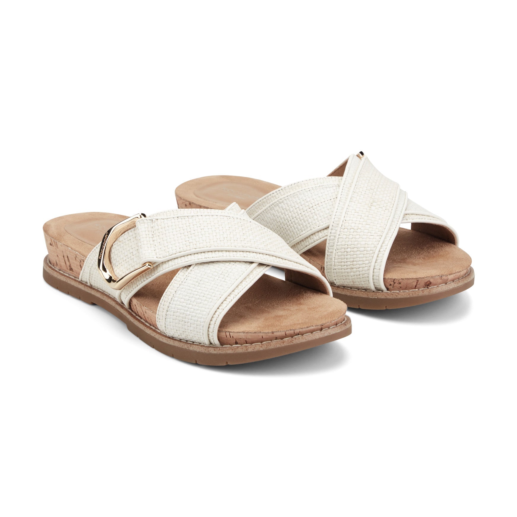 Women Rockport Zemira Slip-on Casual Sandals Ivory Raffia