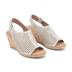 Women Rockport Briah Perforated Slingback Sandal Multi Khaki Leather