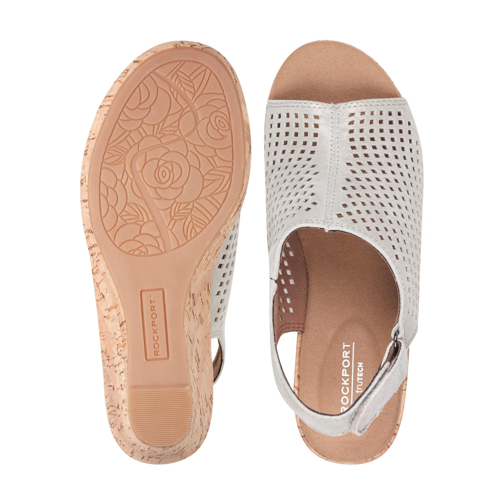 Women Rockport Briah Perforated Slingback Sandal Multi Khaki Leather