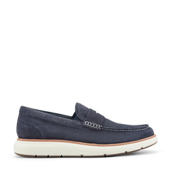 Men Rockport Total Motion Cadwyn Loafers Dark Blue Suede