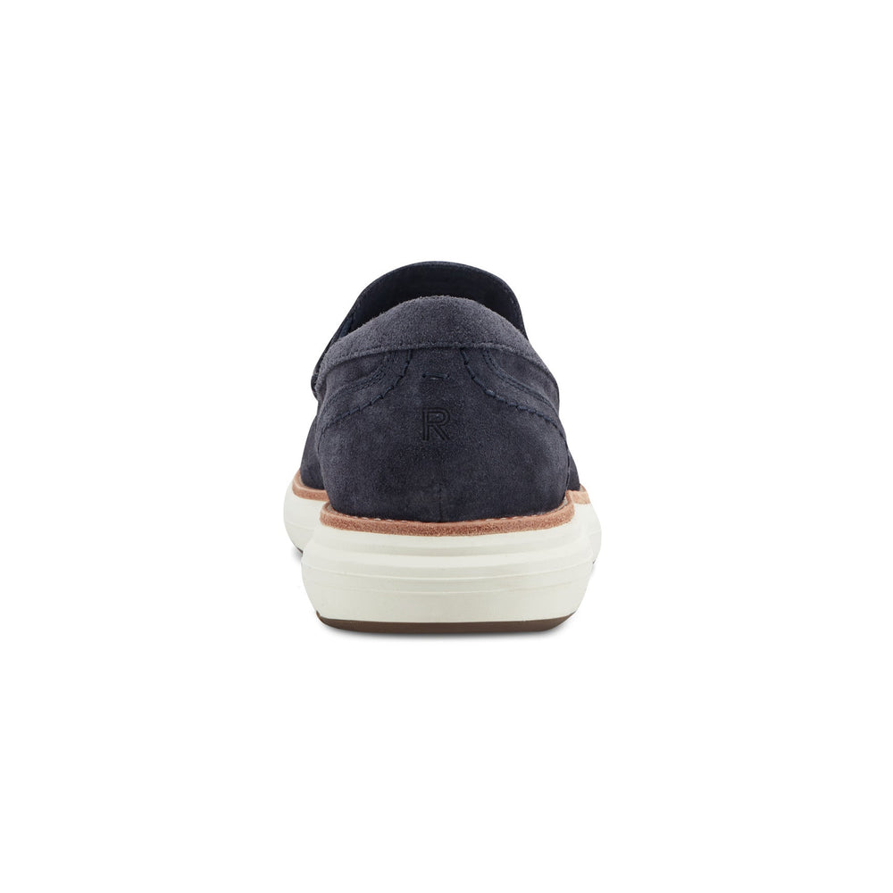 Men Rockport Total Motion Cadwyn Loafers Dark Blue Suede
