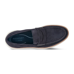 Men Rockport Total Motion Cadwyn Loafers Dark Blue Suede