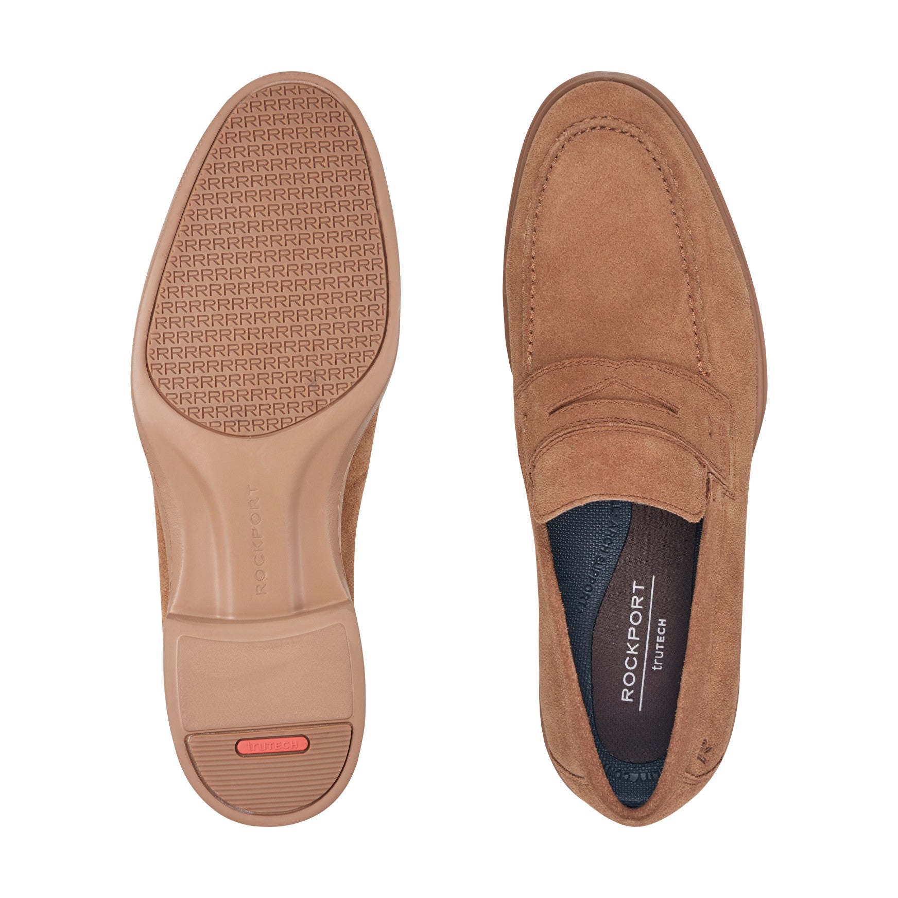 Men Rockport Keenan Penny Loafers Medium Natural Suede