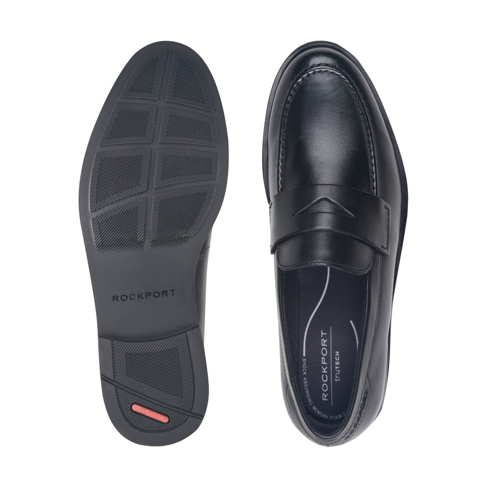 Men Rockport Sutton Penny Loafers Black Leather