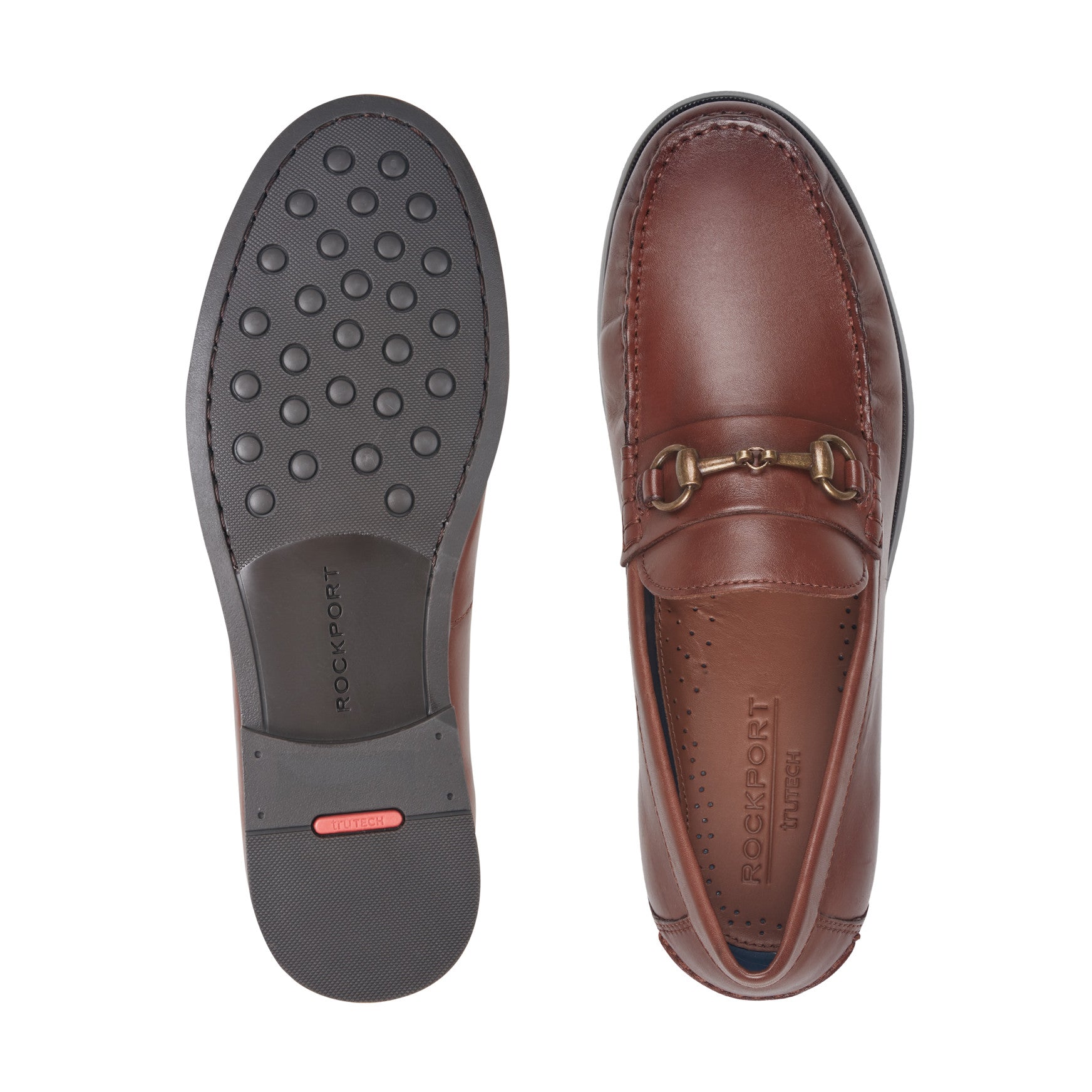 Men Rockport Whit Classic Bit Loafers Dark Natural Leather