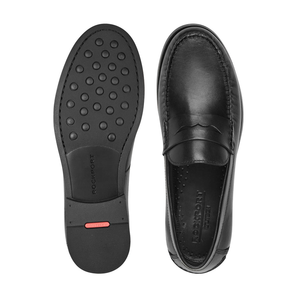 Men Rockport Willcox Classic Penny Loafers Black Leather