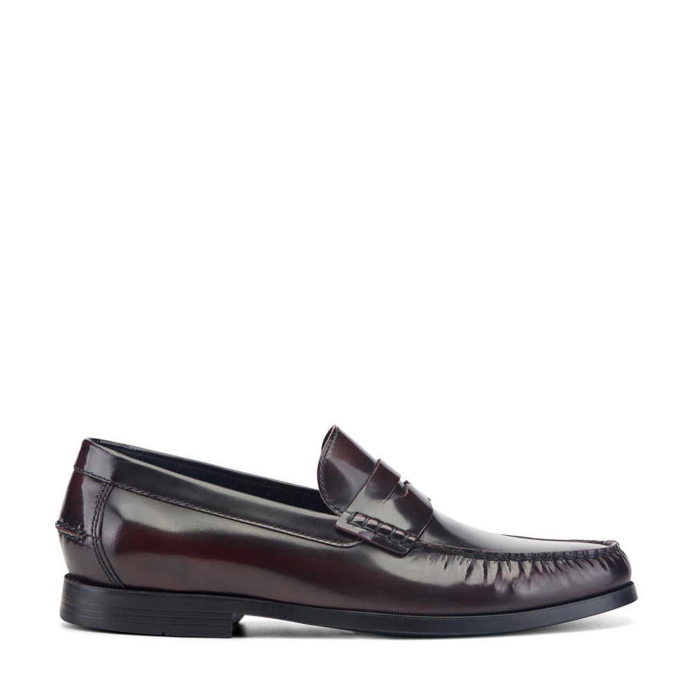 Men Rockport Willcox Classic Penny Loafers Dark Burgundy Leather