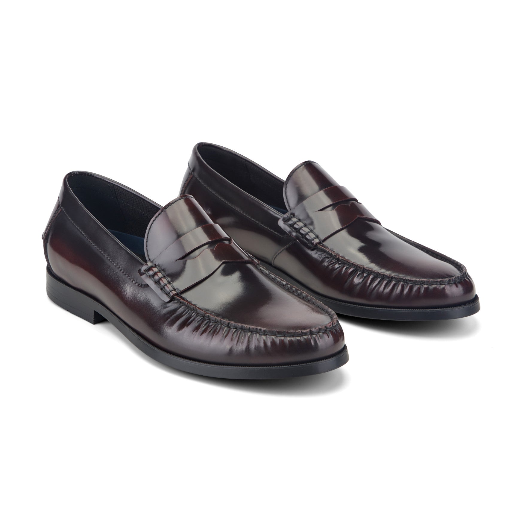 Men Rockport Willcox Classic Penny Loafers Dark Burgundy Leather