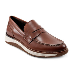 Men Rockport Liam Penny Loafers Dark Natural Leather