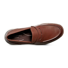 Men Rockport Liam Penny Loafers Dark Natural Leather