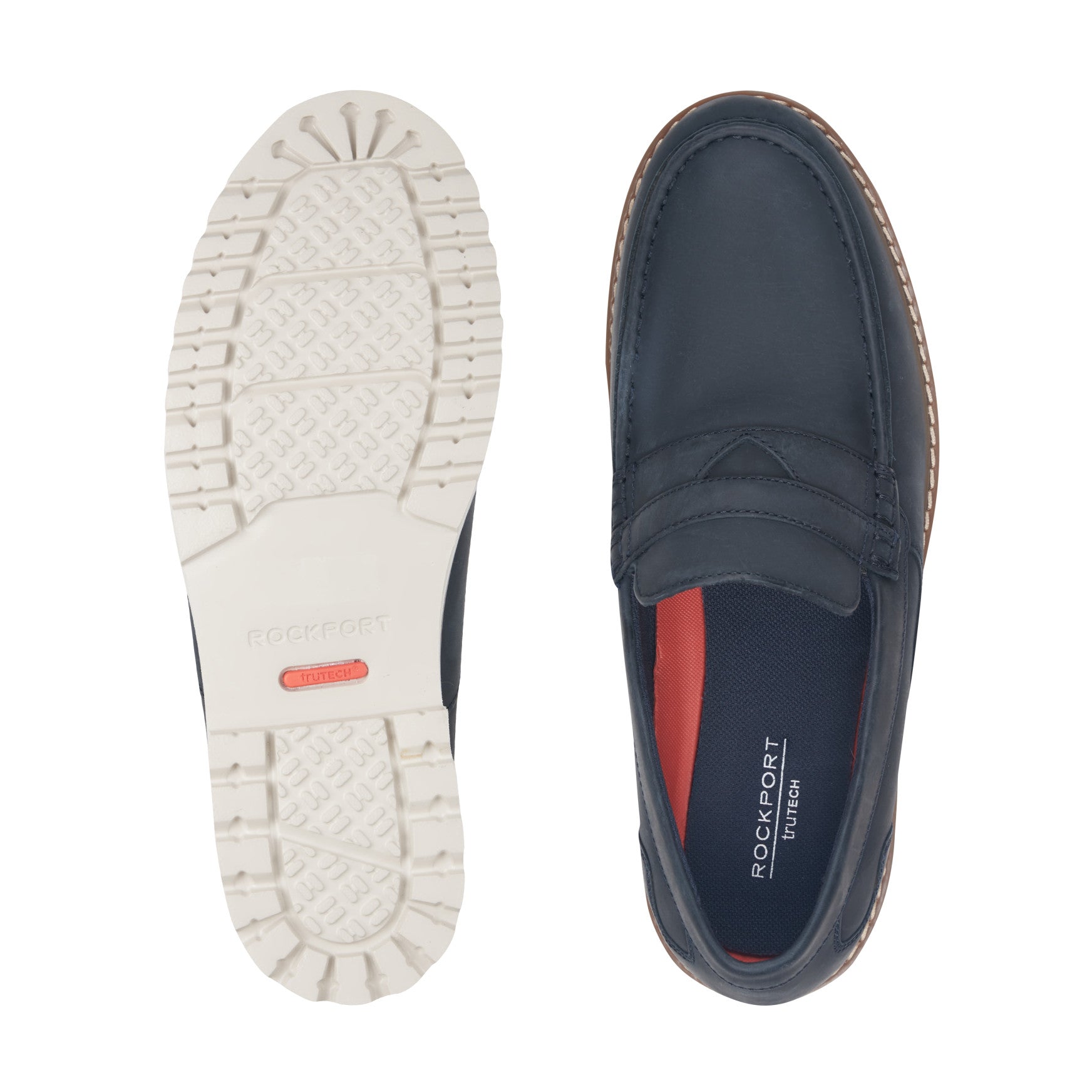 Men Rockport Maverick Penny Loafers New Dress Blues Leather