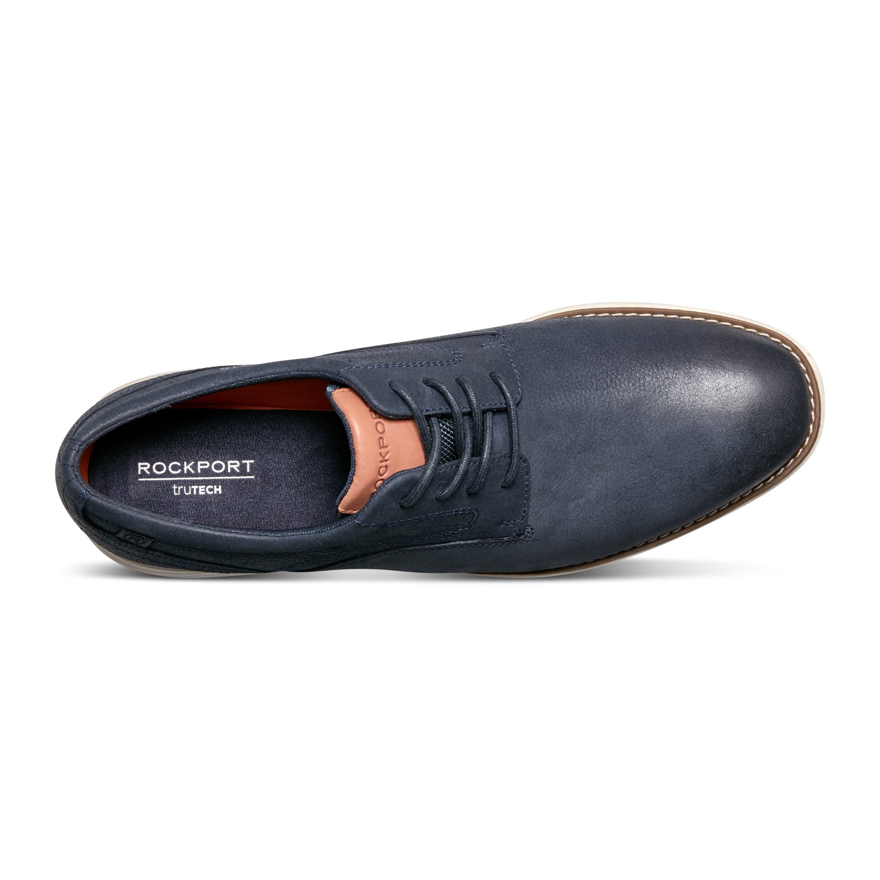 Men Rockport Garett Plain Toe Oxford Dark Blue Leather