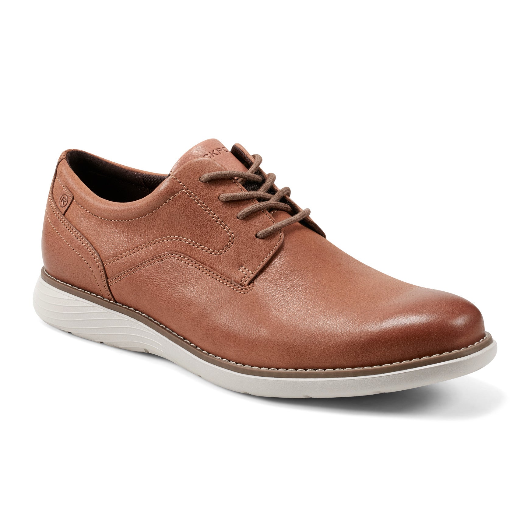 Men Rockport Garett Plain Toe Oxford Light Natural Leather