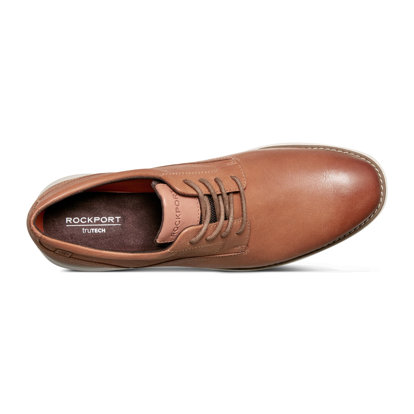 Men Rockport Garett Plain Toe Oxford Light Natural Leather