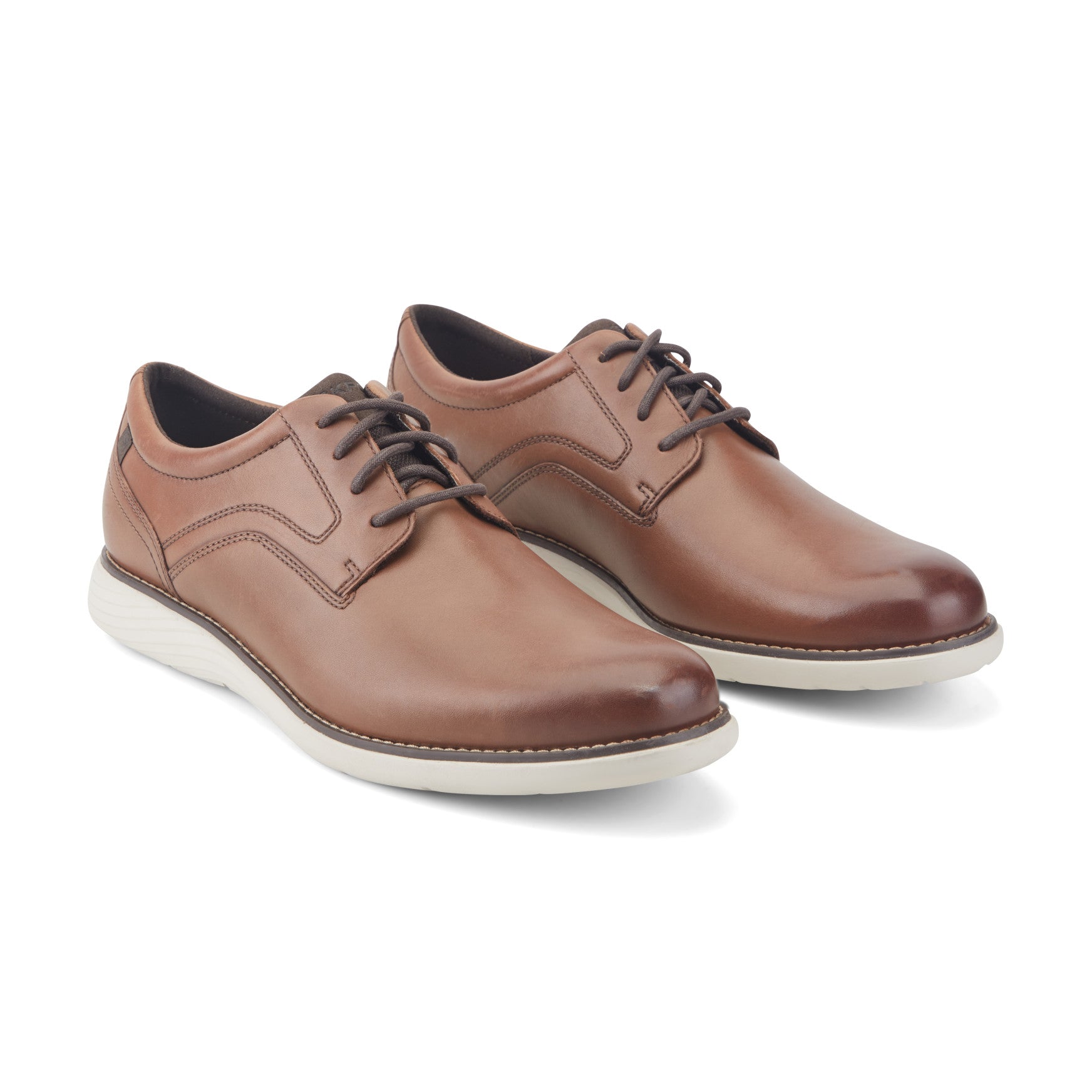 Men Rockport Garett Plain Toe Oxford Cognac Leather