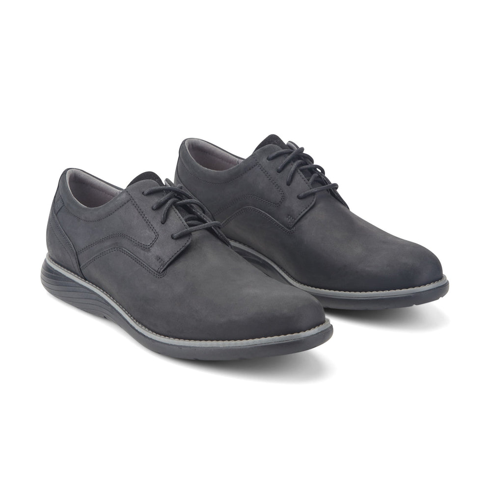 Men Rockport Garett Plain Toe Oxford Black Leather