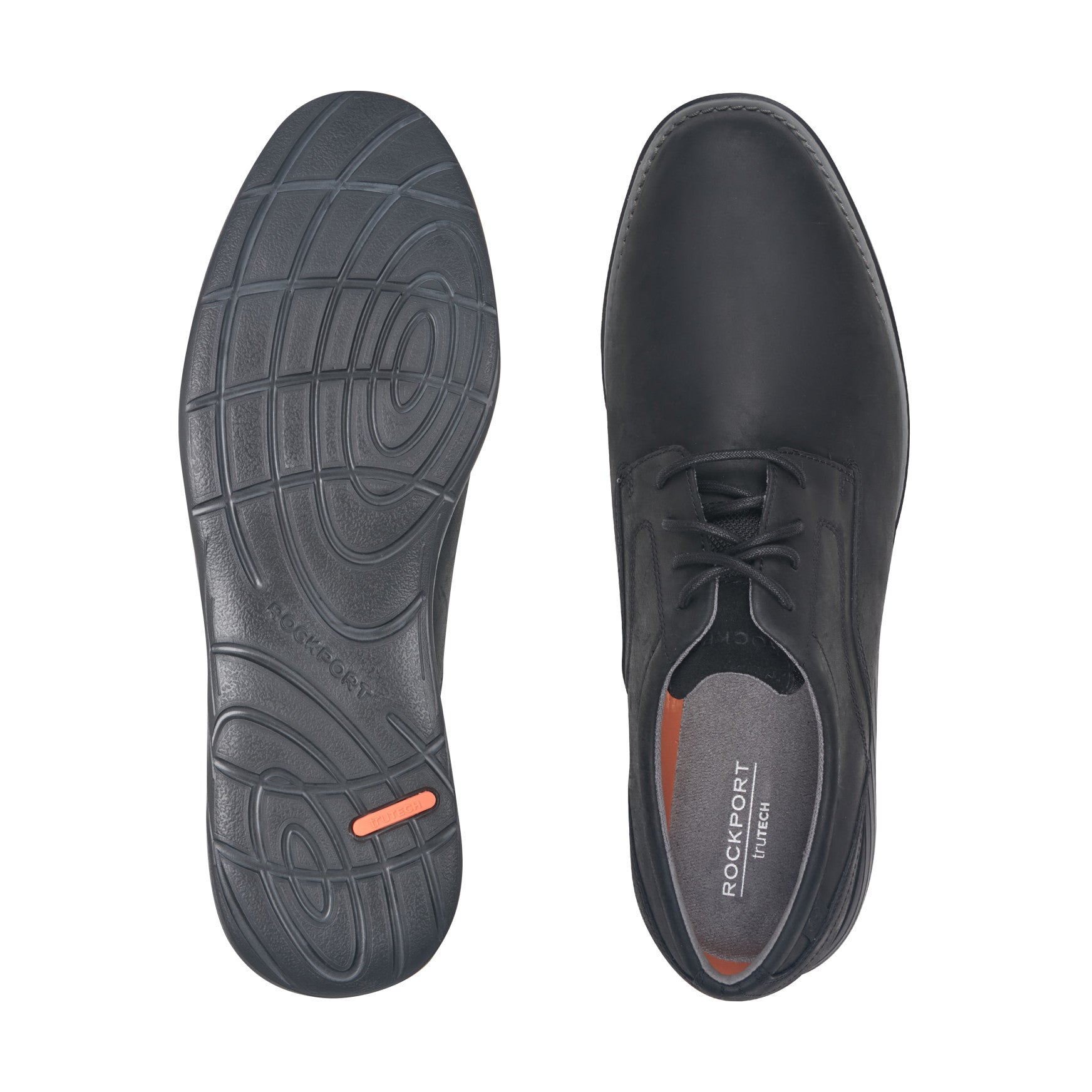 Men Rockport Garett Plain Toe Oxford Black Leather