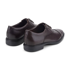 Men Rockport Keefe Dress Cap Toe Lace-up Oxfords Dark Brown Leather