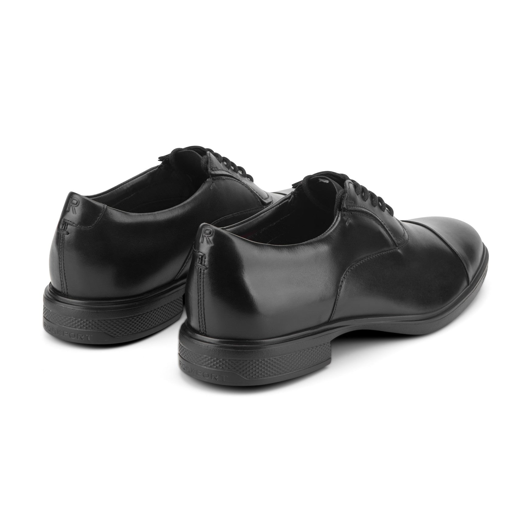 Men Rockport Keefe Dress Cap Toe Lace-up Oxfords Black Leather