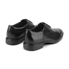 Men Rockport Keefe Dress Cap Toe Lace-up Oxfords Black Leather
