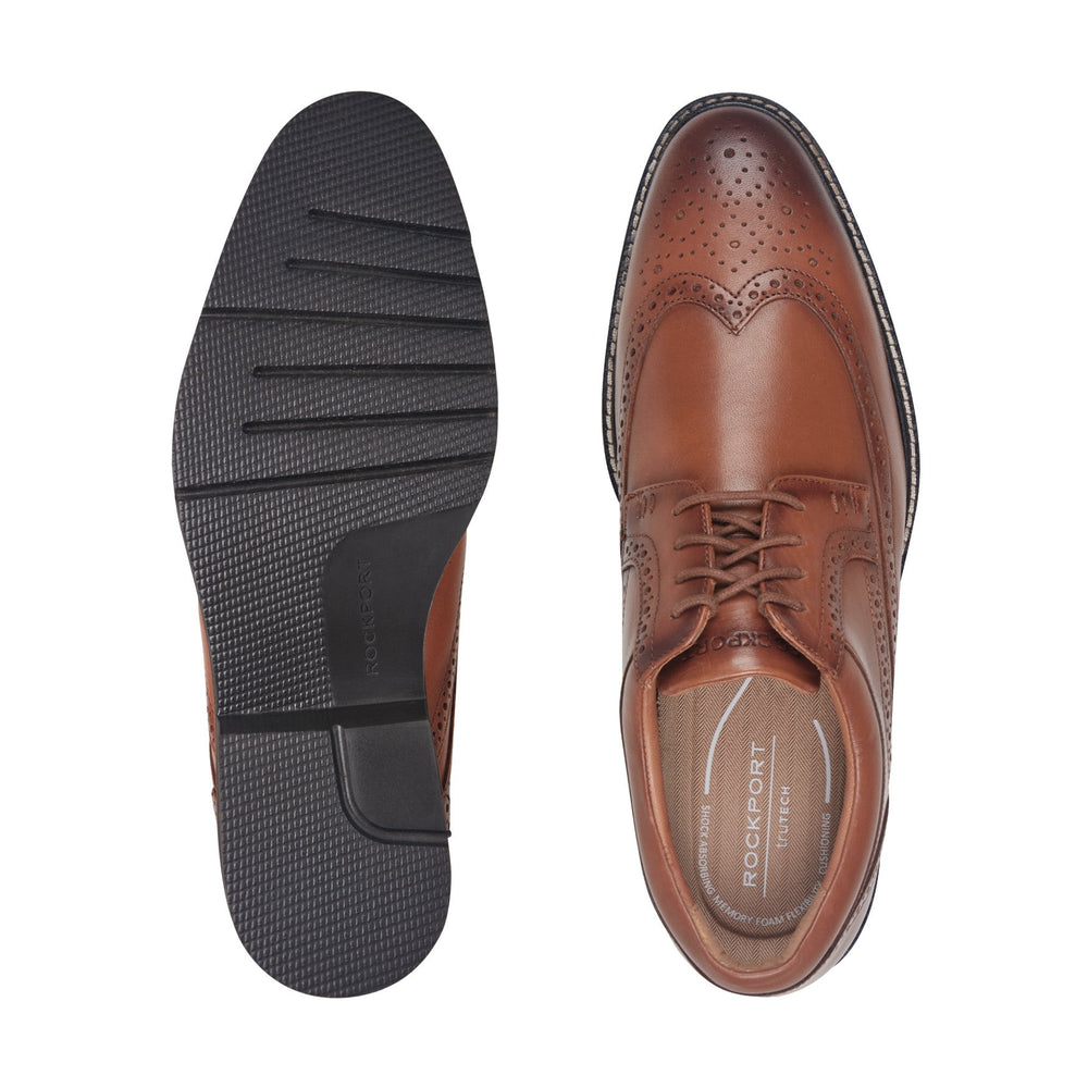 Men Rockport Fallo Dress Lace-up Almond Toe Oxfords Medium Natural Leather