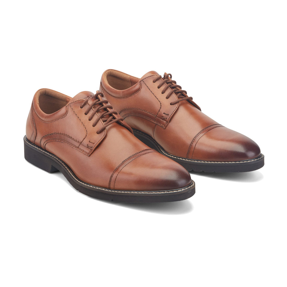 Men Rockport Findlay Dress Lace-up Almond Toe Oxfords Medium Natural Leather