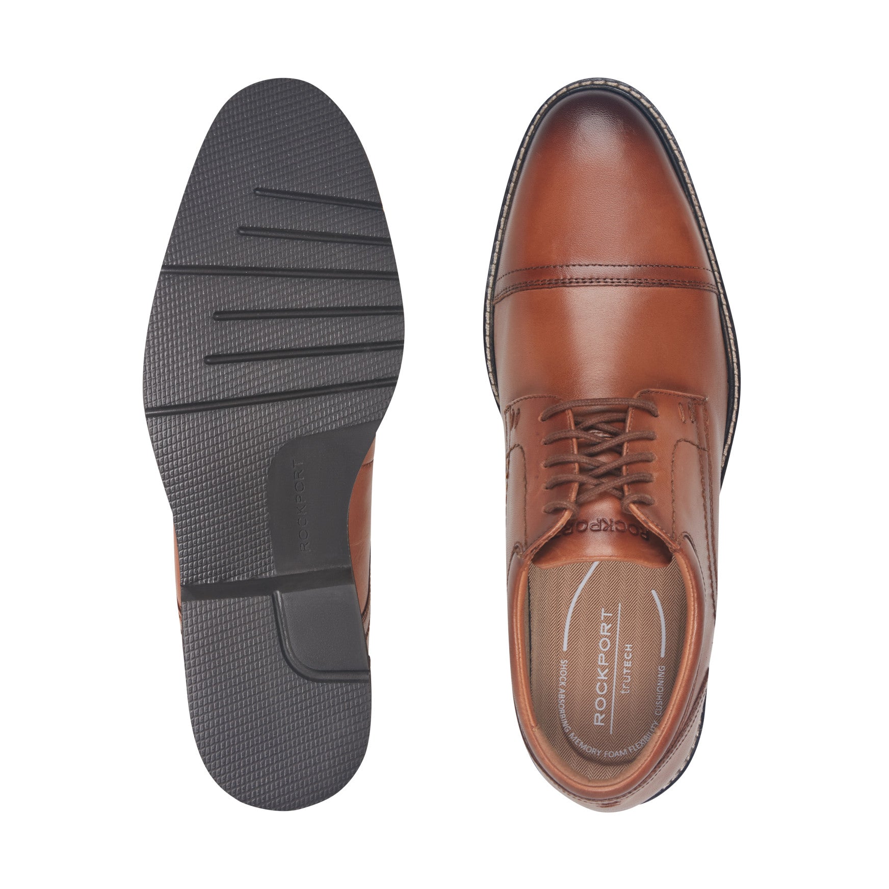 Men Rockport Findlay Dress Lace-up Almond Toe Oxfords Medium Natural Leather